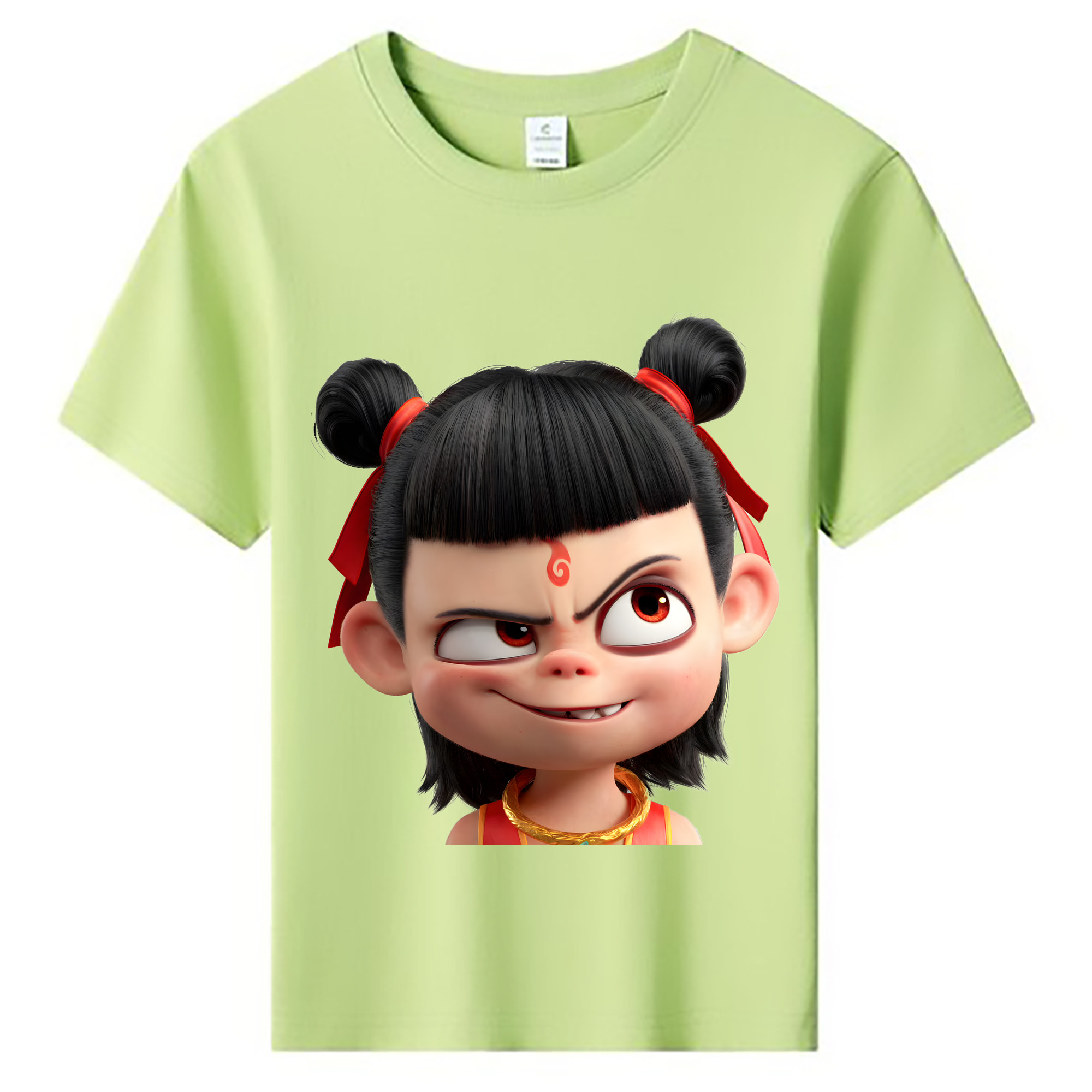 （画像用） Ne Zha 2 ナタ 魔童の大暴れ 綿100％キッズTシャツ（フロントプリント）